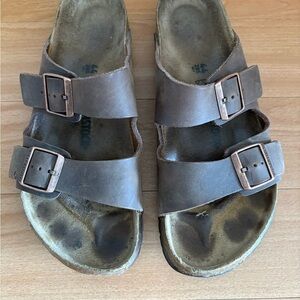 MENS BIRKENSTOCK ARIZONA OILED LEATHER HAVANA SANDALS - REGULAR FIT